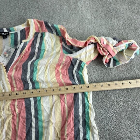 Torrid Harper Womens Striped V-Neck Blouse Multicolor Size 2X NWT 5539 - Picture 7 of 10